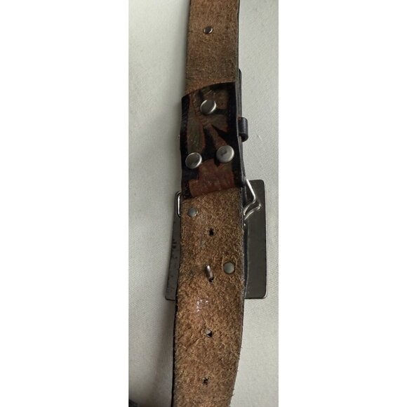 NACONA Brown Leather Belt N3464697 40-46 Inch Statement Rhinestones Hand Painted - Picture 8 of 8